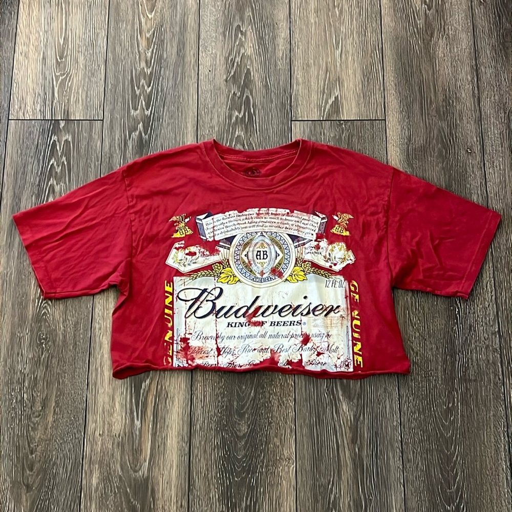 Budweiser Crop Top Red Large Short Sleeve Shirt